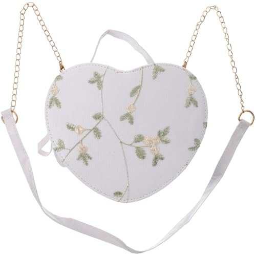 SHERCHPRY Gestickte Herzförmige Damen Umhängetasche Klein handtaschen für damen 7.87X6.69X1.97In Eleganter Kettenbeutel Für Abendparty Hochzeit Bankett Aufbewahrung