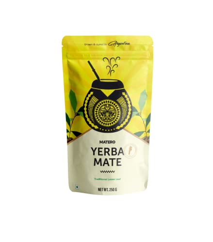 MATERO Yerba Mate Traditional Loose Leaf Tea – 250g Pack, Natural Argentinian Herbal Infusion, Medium Caffeine, Rich Aroma and Smooth Flavor, Vegetarian Beverage for Daily Refreshment – Pack of 1