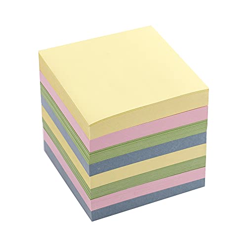 D.RECT Bloc-notes de rechange pour bloc-notes, 85 x 85 x 80 mm, environ 750 feuilles, couleurs pastel assorties