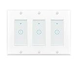 Smart Switch 3 Gang, Sloson Wi-Fi Smart Light Switches Compatible with Alexa and Google Home, with Remote Control and Timer Schedule, Need Neutral Wire, No Hub Required