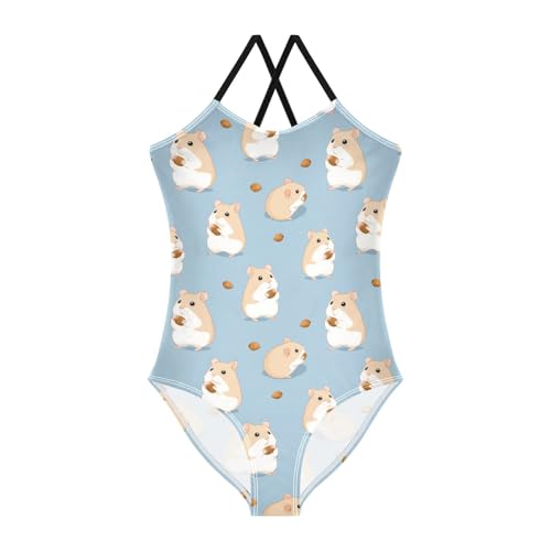 Girls Swimwear 3-10 Years One Piece Halter Swimsuit Hamster Beach Bathing Suit - Main Image