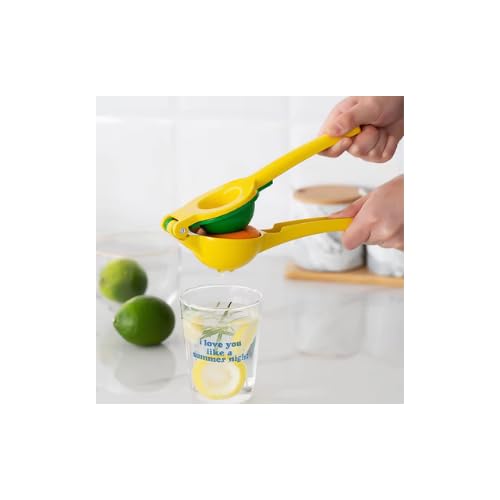 Generic Exprimidor de limón 2 en 1 de metal para cocina - Exprimidor manual de extracción máxima resistente manual fácil de limpiar - fácil de usar - Amarillo/Verde…, MIDIUM