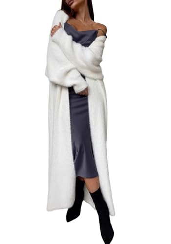 SHINFY Women's Fuzzy Long Cardigans Long Sleeve Oversized Open Front