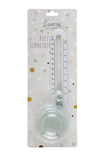 Loveria Kreisschneider Papier Verstellbar | 2 Ersatzklingen | Kreise von 9,5-32 cm ausschneiden | Für Papier von 120g/m² bis zu 360g/m² | Einfache Handhabung | Circle Cutter zum Basteln