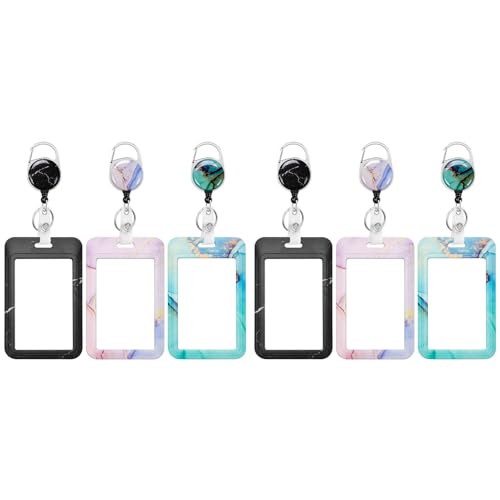 Mousqueton porte-badge rétractable lot de 6 avec étui de protection