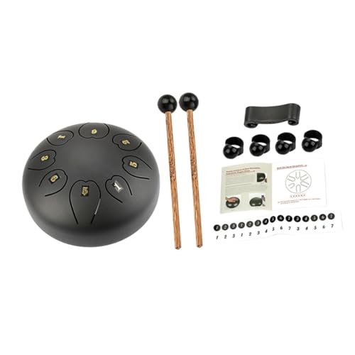 Tambor de Lengüeta Negro Grande Alipis Metal Portátil miniatura 1