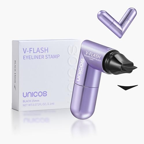 Unicos Winged Eyeliner Stamp - 90 Ergonomic Cat Eye Makeup Tool with Dual-Sided L/R Symmetry Waterproof & Smudge-Proof Liquid Eye Liner Pen 2.1ml High Capacity Long Lasting Finish 15mm