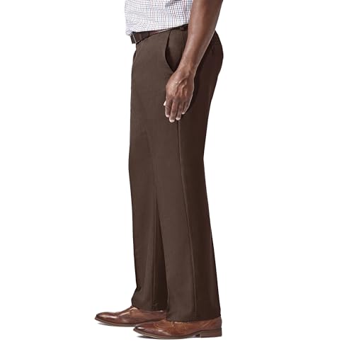 Image of Haggar Men's Cool 18 Pro Classic Fit Flat Front Casual Stretch Performance Golf Pant - Regular and Big & Tall