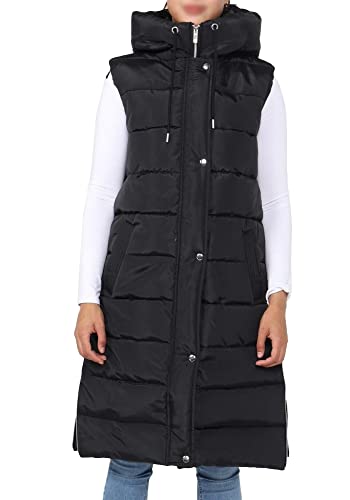 Women Gilet Puffer Jacket Longline Hooded Quilted Zip Up Vest Padded Waistcoat...