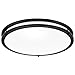 Maxxima 16 in. LED Flush Mount Ceiling Light, 3600 Lumens, 5 CCT 2700K/3000K/3500K/4000K/5000K, Round Color Selectable Black Trim Dual Ring Fixture, Dimmable