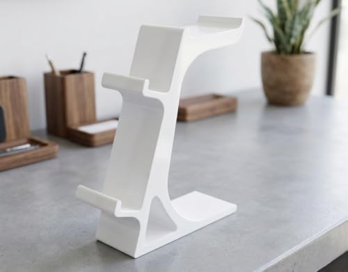 Image of Dual Controller and Headphone Stand for PS5 and Xbox - Gaming Headset Holder & Controller Organizer - PlayStation 5 Accessories - White