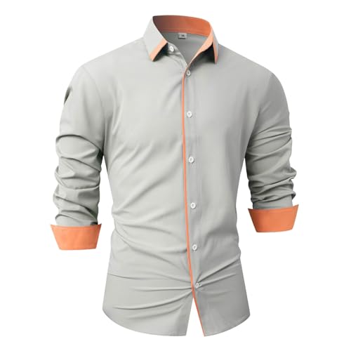 Chemise de printemps manches longues homme décontractée col revers