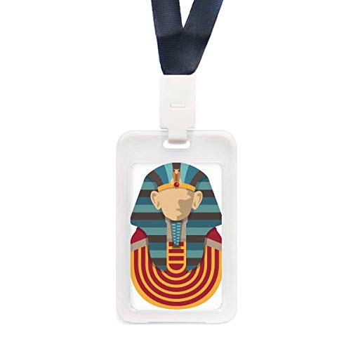 Protège carte d'identité transparent rigide motif pharaon jaune et bleu