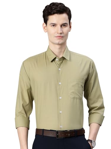 Image of Majestic Man Men's Solid Cotton Blend Wrinkle-Resistant Slim Fit Easy-Iron Formal & Office Wear