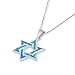 SHOPISRAEL.COM Star of David Necklace – Sterling Silver Magen David Pendant with Blue Opal, Jewish Star Jewelry for Men & Women, Spiritual Gift for Bar/Bat Mitzvah, Holidays, Includes a Gift Pouch
