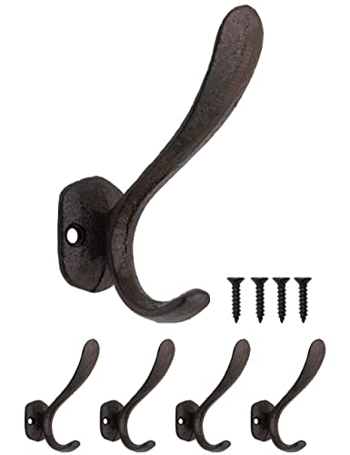 Fuxxer® Lot de 4 patères murales rustiques en fer - Design vintage rétro - Noir - 10 x 7 cm