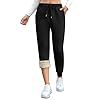 QPPIE Fleece Lined Joggers for Women Warm Thermal Winter High Waisted Sweatpant Soft Cozy Pants for Cold Weather Jogger Leg Black L