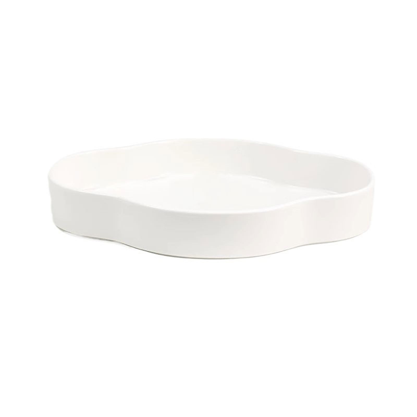 Prettiee plant dish saucer Desktop Creativity Flower Arranging Saucer Chinese Minimalist Ceramic Drip Tray (White)