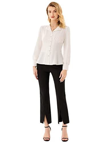 GRACE KARIN Button Down Shirts for Women Summer Peplum Tops Long Sleeve Work Blouse Collared Shirt Dressy Top4