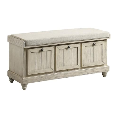 Lexicon-Woodwell-44-Wood-Fabric-Upholstered-Storage-Bench-with-Removable-Foam-Cushioned-Seat-Dark-Bronze-Knobs-Assembly-Required-in-White-Finish Lexicon Woodwell 44 Wood Fabric Upholstered Storage Bench with Removable Foam Cushioned Seat Dark Bronze Knobs Assembly Required in White Finish