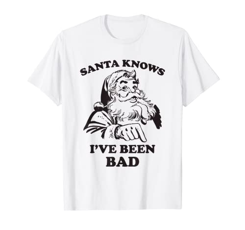 Santa sabe que he sido malo retro divertido Navidad Navidad Camiseta