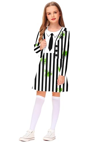 Remimi Halloween Black and White Stripe Costume Dress Cosplay Printed Outfits One Piece Dress4