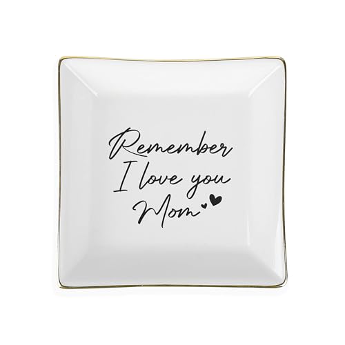 JAUVIE Remember I Love You Mom Ceramic Trinket Tray - Mom Birthday Gift for Daughter & Son - Jewelry Tray for Mother