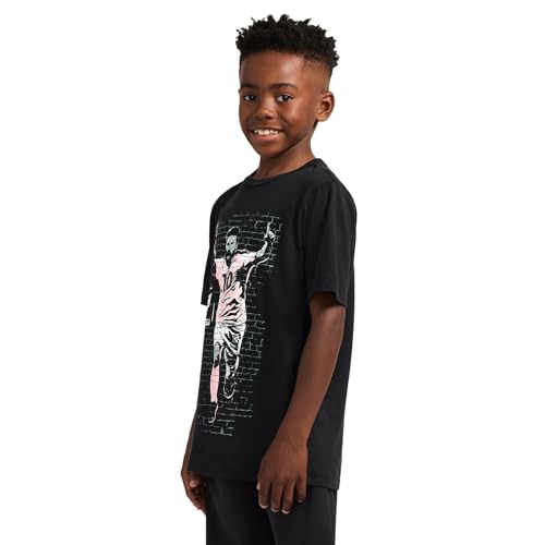 Image of Messi Boys' Lifestyle Short Sleeve T-Shirt, Slim-fit Graphic Tee, Cotton Blend Fabric