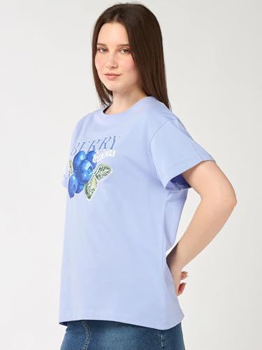 Image of Bewakoof Women's My Badass Graphic Printed 100% Cotton T-Shirt - Boyfriend Fit, Round Neck, Half Sleeve