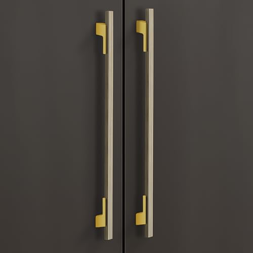 Image of Plantex Cabinet Handle /Kitchen Cabinet Door Handle /Wardrobe /450 mm Cupboard Handle /Door Pull-Push Handle for Home /Office - Pack of 2 (Brass Antique & Gold)