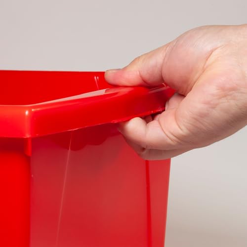 Image of Storex 4 Gallon (15L) Classroom Storage Bin, Red, With Lid