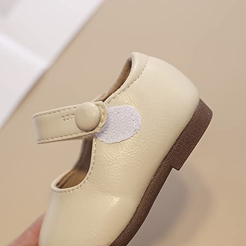 Solid Color PU Material Cute Princess Shoes Soft Bottom Leather Shoes for Infants and Little/Big Kids Infant Sneaker (Beige, 9.5 Little Child)4