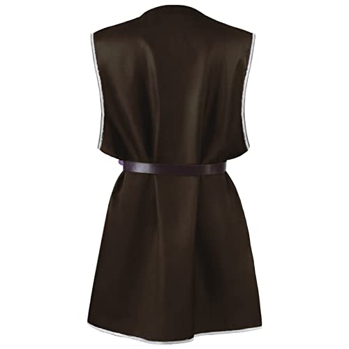 Generisch Camiseta Medieval de Halloween para Hombre, Blusas Medievales con Cordón, Blusas, Tops, Cosplay, Vestido Medieval, Chaleco, Camisetas de Juego de Lucha, marrón, XXL