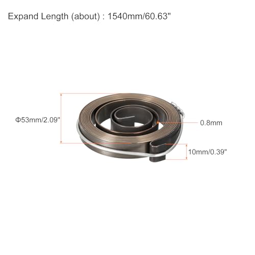 QUARKZMAN Bohrmaschinen Federspindel Bohrmaschinen Spindelvorschub Rückholfeder Spulenkörperfeder Montagefeder Stahl Chemisch Schwarz 1540mm Ausdehnung Lang 53 x 10 x 0,8mm 1 Stück