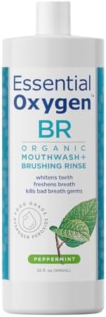 Essential Oxygen Organic Brushing Rinse Toothpaste Mouthwash Refill, Organic Peppermint, 32 Ounce