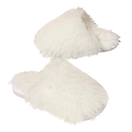 Slippers For Women Fuzzy, Womens Fluffy Faux Fur Slides Furry Soft Plush Indoor Outdoor Slip On Slipper Lovely Multicolor Winter House Shoes