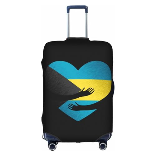 Travel Luggage Cover Bahamas Bahamian Flag Heart Fashion Washable Baggage Suitcase Protector Fit For Luggage Small