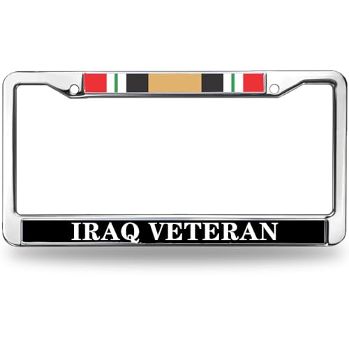 Image of Iraqi Veteran Pride Chrome License Plate Frame US Army Pride License Plate Frame for Family Members