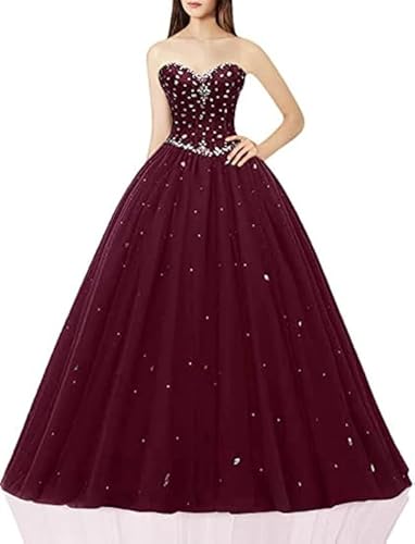Image of Likedpage Women's Sweetheart Ball Gown Tulle Quinceanera Dresses Prom Dress