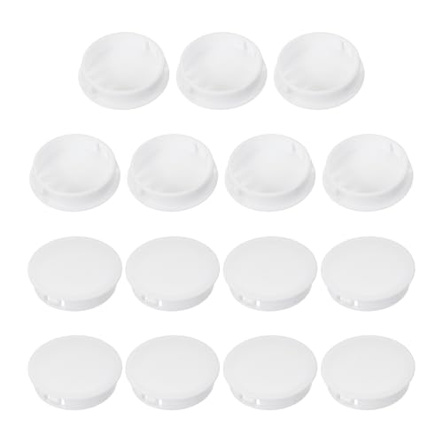 Image of PATIKIL 45 mm /1-3 /4 Plastic Hole Plugs, 15 Pack Flush Type Round Plug Snap in Hole Panel Tube Kitchen Cabinet Furniture Fencing Post Pipe Insert End Caps, White