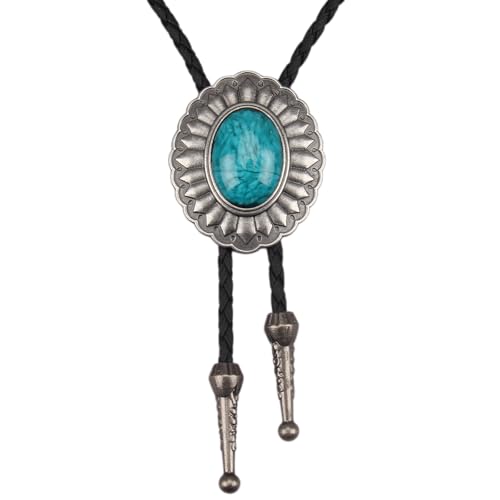 Image of GelConnie Native American Bolo Tie Rodeo Cowboy Leather Necktie Western Necklace Costume Accessories for Men,Women