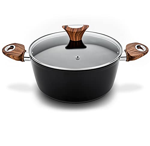 Phantom Chef 4.4 Qt Casserole | Stockpot | Aluminum Body Non-Stick Ceramic Coating | With Soft Touch Stay Cool Handle | Dishwasher Safe | Non-Toxic Pfoa & Ptfe Free Pan | Color Black #TOP11