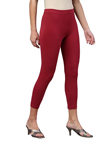 Image of GO COLORS Soft Cotton Stretch Cropped Leggings for Women | Breathable, Mid Rise