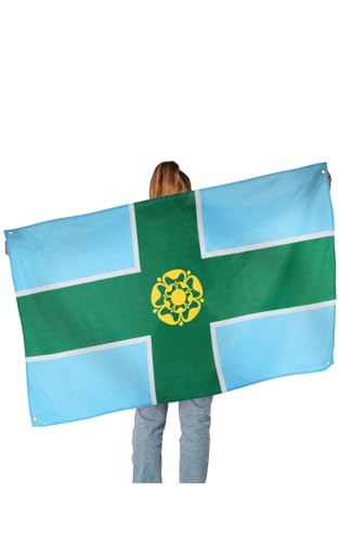 Runesol Derbyshire Flag, 91x152cm, 3ft x 5ft, 4 Grommets, Eyelet In Every Corner, Derbyshire Day, British Regional Flag - Image 2