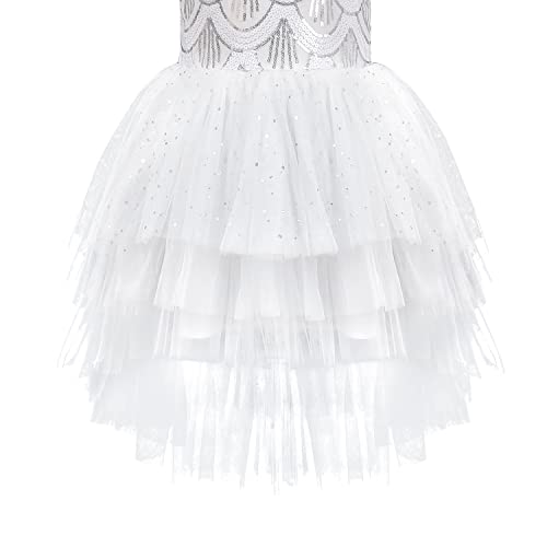 Sunny Fashion Girls Dress White Glitter Ruffle Tulle First Communion Party Pageant4