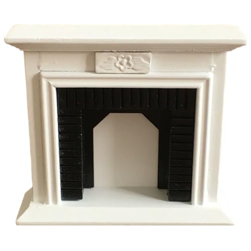Muebles para casa de muñecas a Escala 1:12, de Madera, Estilo Vintage, en Blanco y Negro, con Chimenea para casa de muñecas navideña. Muebles en Miniatura para de a Escala 1:12, con