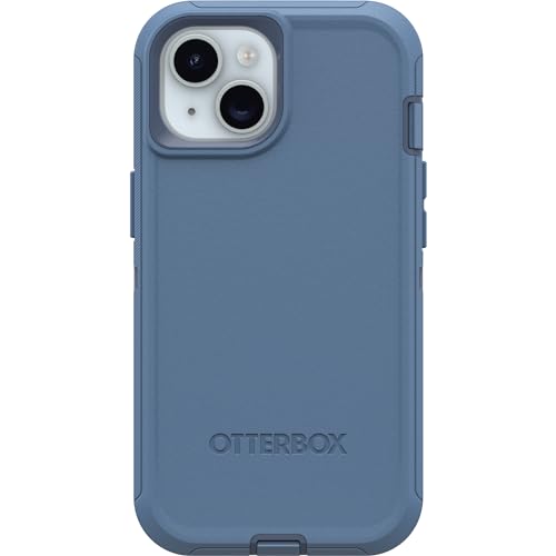 Image of OtterBox IPhone 15 Defender Series Case - BABY BLUE JEANS (Blue), Screenless, Rugged & Durable, with Port Protection, Includes Holster Clip kickstand
