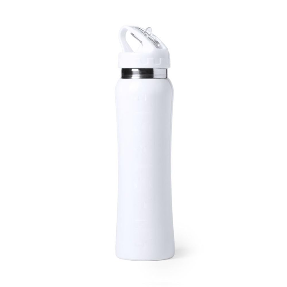 eBuyGB Stainless Steel Water Bottle with Flip Straw Reusable BPA Free 800ml Metal Drinks Bottle Cup (White)
