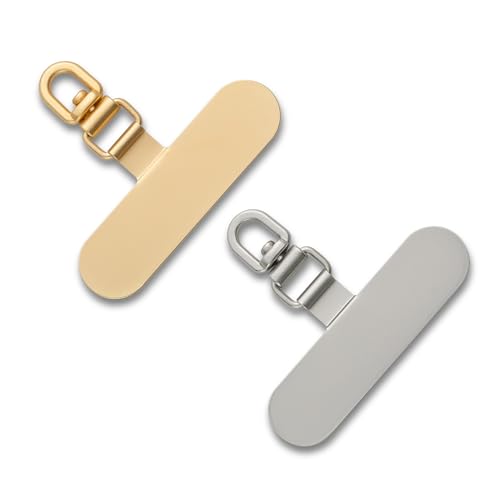CHUQING Cadena para teléfono móvil con almohadilla universal 2 piezas parche para cordón de teléfono móvil Oro y plata