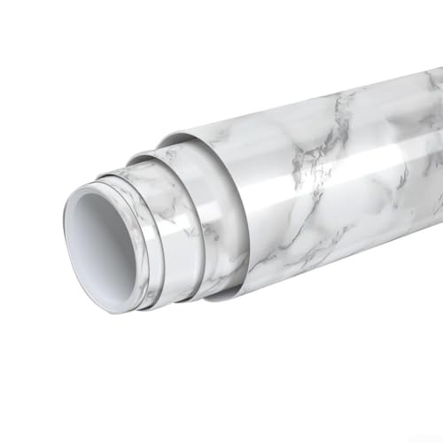 Papel pintado de mármol blanco y gris, papel de contacto de vinilo de PVC impermeable para encimeras, gabinetes, muebles, paredes, rollo decorativo autoadhesivo extraíble, 40 cm x 300 cm